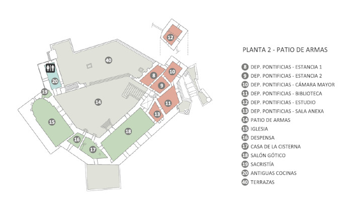 Plano de la segunda planta del castillo de Peñíscola